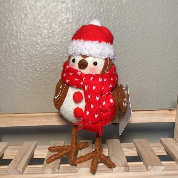 Wondershop Other - Featherly Friends Fabric Bird Christmas Figurine Wearing Red Scarf - Wondershop